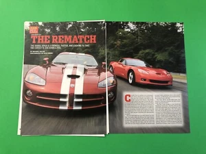 2008 CORVETTE Z06 Z 06 DODGE VIPER ORIGINAL VINTAGE PRINT AD ROAD TEST 6 PAGE - Bild 1 von 3