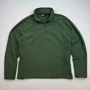 The North Face Sweater Mens Large Waffle Fleece Jacket Green Outdoor Quarter Zip - Picture 1 of 7