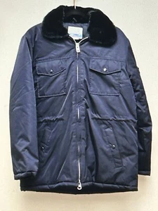 Vintage Sears Work Leisure Jacket Mens M Navy Blue 70s Puffer Coat Hood NICE! - Picture 1 of 11