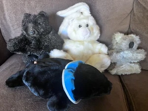 Lote de 4 marionetas de mano koala peludo, conejito, oso foca, vintage - Imagen 1 de 6