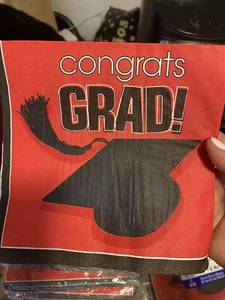 Red Graduation Napkins - Picture 1 of 4