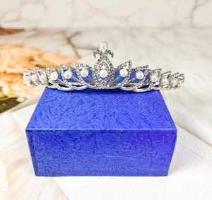 Kids Silver Headband, Flower Girl Headpiece, Girls School Play Pearl Tiara - Picture 1 of 6