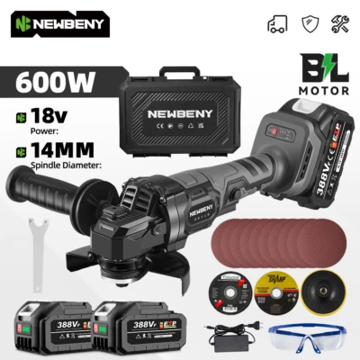 Cordless Angle Grinder Kit Brushless Cutter Polishing 10000RPM With 2 Battery - Image 1 of 4