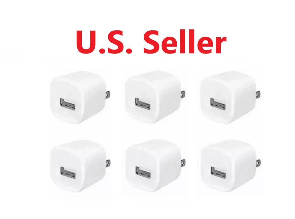 6x White 1A USB Power Adapter AC Home Wall Charger US Plug FOR iPhone 5 6 7 8 - Image 1 of 1