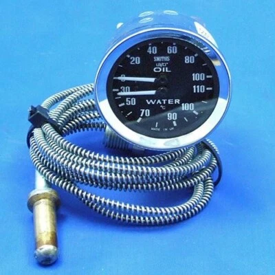 Smiths Water Temperature and Oil Pressure Gauge - 52mm, 0-100psi & 30-110 degC - Image 1 of 3
