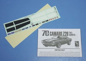 AMT 1970 Camaro Z28 Full Bumper, Decals and Instructions 1/25 Scale - Picture 1 of 4