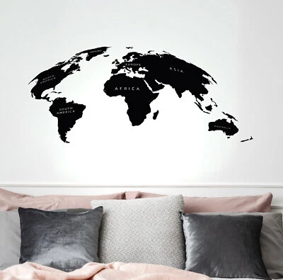 Vinyl Wall Decal World Map Atlas Travel Tourism Stickers 35 in x 15.5 in gz271 - Image 1 of 2