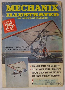 1961 Mechanix Illustrated November Issue Features Flying Flivver Flex Wing Plane - Picture 1 of 8
