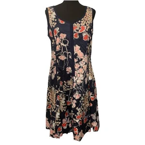Talbot's Petites Dress Size 12P Blue Floral Classic Lined Fit And Flare Pockets - Picture 1 of 7