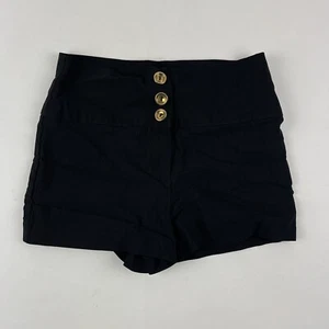 Charlotte Russe Shorts Womens Juniors Medium Black 3 Button Zip - Picture 1 of 6