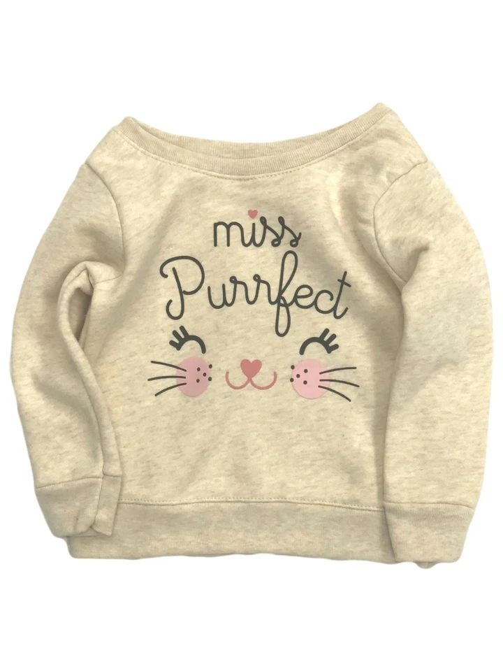 Bebé Niñas Beige Miss Purrfect Bebé Gatito Gato Sudadera Sudadera Camisa Foto 1 de 1
