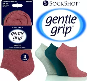 12 Pairs Ladies Gentle Grip Diabetic Seamless Toe Trainer Socks Teal Mix UK 4-8 - Picture 1 of 1