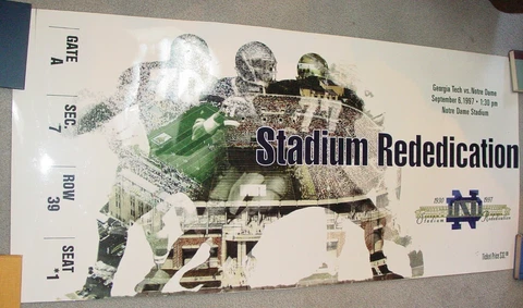 RARE 1997 NOTRE DAME FOOTBALL REDEDICATION GAME LAMINATED POSTER - 64"X 28 3/4" Cover