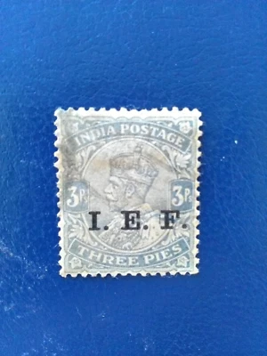 INDIA INDIAN EXPEDITIONARY FORCES USED STAMP 1914 KGV 3p GREY SGE1. - Image 1 of 2
