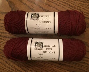 Lot of 2 skeins yarn Oriental Rug Designs Wine 2oz Ea 100% Virgin Wool mothproof - Picture 1 of 2