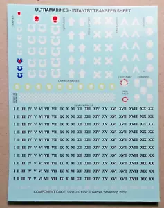 Ultramarines Transfer Sheet 2017 - OOP 40K Decals - Neu und unbenutzt - Bild 1 von 1