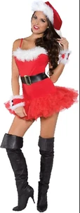 Naughty Santa Baby Ladies Sexy Christmas Costume Dress Belt Hat Cuffs Size 14-16 - Picture 1 of 2