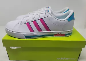 Adidas Neo Daily Team K Big Kid size 6 White/Shock Pink/ Energy Blue BC0159 - Picture 1 of 5