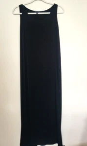 Eileen Fisher NEW Black Viscose Jersey Stretch Long Dress Womens Medium - Picture 1 of 14