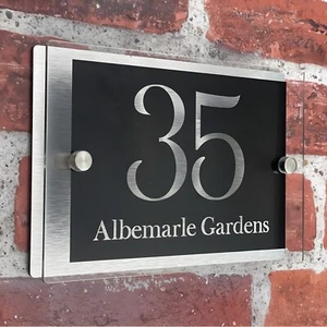 Hausnummernschilder Türnummern personalisiert Acryl Türschild Straßenname - Bild 1 von 9