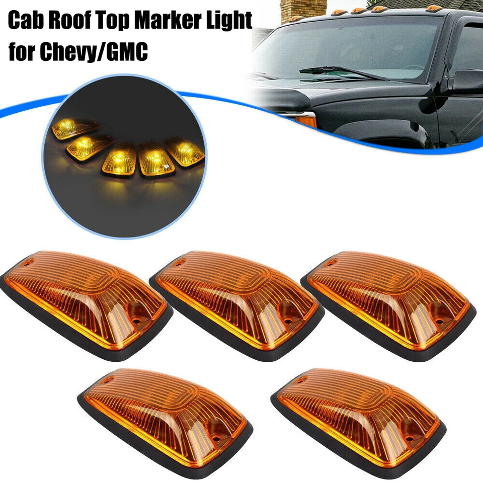 LED Cab Roof Parking Marker Clearance Lights 5 Piece Kit for Chevy GMC Truck Foto 1 de 4