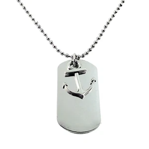 Collana con ANCORA e Piastrina Militare ACCIAIO INOX targhetta catena sfere Uomo - Foto 1 di 6