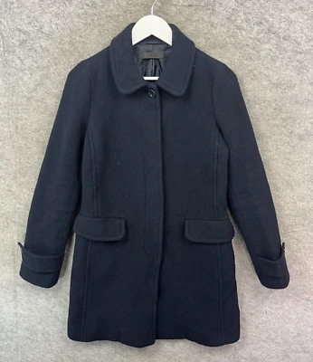 Uniqlo Jacket Mens Small Blue Pea Coat Trench Wool Blend Long Collared Top - Image 1 of 4