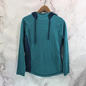 Duluth Hoodie Womens Small Blue Pullover Striped Lightweight Coolmax Drawstring  - Picture 1 of 11