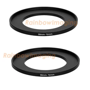 (2 Pcs) 58-72mm 58 mm to 72 mm Metal Step Up Lens Filter Ring Adapter US Seller - Picture 1 of 1