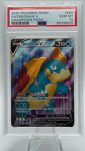 Pokémon Sword & Shield Champions Path #069 2020 FA/DREDNAW V PSA 10 gemas como nuevo - Imagen 1 de 2