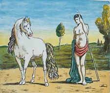 Giorgio De Chirico Castore and his horse signed silkscreen lithograph 53x70.