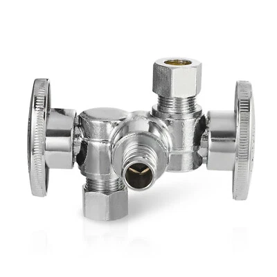 EFIELD 1/2"PEX Crimp×3/8"OD Compr.×3/8"OD Compr.Dual Stop Valve 1/4 Turn No Lead