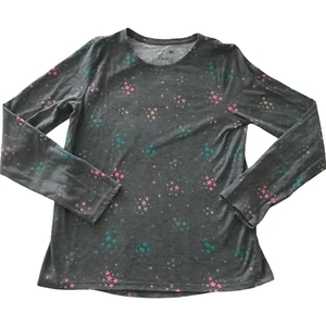SO Girls Size L 10-12 Crew Neck Long Sleeve Favorite Tee Stars Pink/Blue Gray - Picture 1 of 3