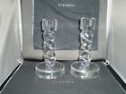 Steuben Glass Elegant Classic Rope Twist Candlesticks - Signed - VG Condition