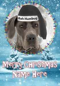 bh66 Biglietto di Auguri Natalizio Cane Grande Alano A5 Personalizzato - Foto 1 di 1