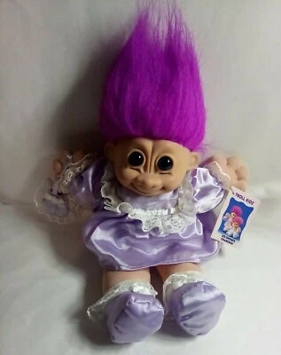 Muñeca Troll KIDZ 12" Muñeca Suave 2325 Pelo Púrpura Satinado Vestido Cartera con Etiqueta Russ Foto 1 de 4