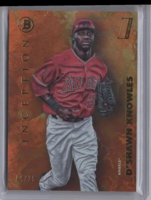 2020 Bowman Inception Orange D'Shawn Knowles 04/25 #23 Angels - Image 1 of 2