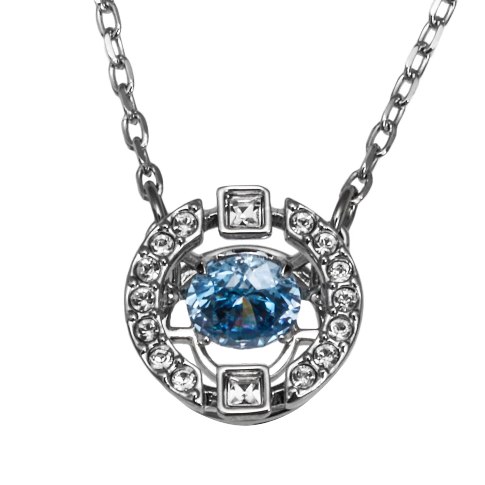 Swarovski Women's Necklace Sparkling Dance Rhodium Plated Blue Stone 5279425