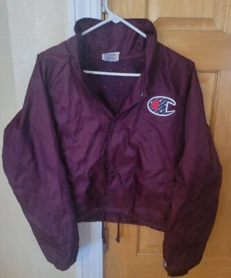 Champion Cropped Coach 夹克女式大号深紫色状况极佳  — 第 1/4 张图片