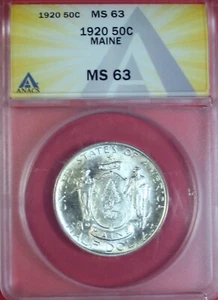 1920 MAINE COMMEMORATIVE HALF DOLLAR ANACS MS63 - Picture 1 of 4