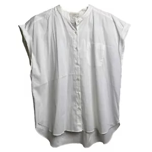 Ann Taylor Loft Button Up Women’s Size XL White Short Sleeve Blouse Top NEW - Picture 1 of 5