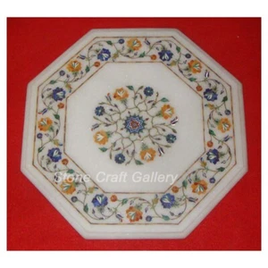 12" Marble Corner Side Table Top Handmade floral handicraft Inlay Home Decor - Picture 1 of 3