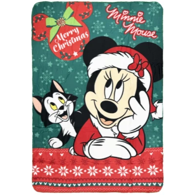 PLAID NATALE MINNIE MOUSE DISNEY COPERTA IN PILE MORBIDO POLIESTERE 100X140 CM - Immagine 1 di 4