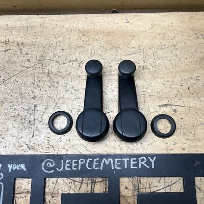 Juego de 2 bielas de ventana manuales negras OEM 84-96 Jeep Cherokee XJ Comanche MJ Foto 1 de 4