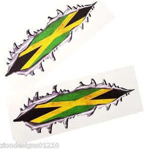 Desgarrado Metal Bandera Jamaicana Moto Gráfico Adhesivos Color X 2 - Bild 1 von 3