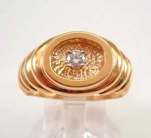 Anillo de boda de compromiso solitario de diamantes vintage de oro amarillo de 14 quilates talla 10 para hombre - Imagen 1 de 7