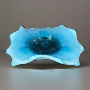 Vtg Northwood Blue Opalescent Fluted Scroll Footed Bowl/Dish-Klondyke Pattern - Picture 1 of 13