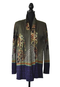 B0 Auth ETRO Silk & Cashmere Floral Printed Open Front Cardigan Sweater Size 48 - Picture 1 of 5