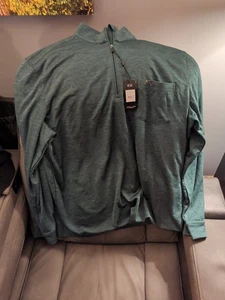 NUOVA CAMICIA GOLF GREG NORMAN PLAY DRY manica lunga verde top zip nuova con etichette XXL - Foto 1 di 3