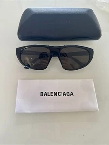 BALENCIAGA BB 0098S 001 OVERSIZED BLACK SHIELD AUTHENTIC SUNGLASSES 60-18 NWT - Picture 1 of 2